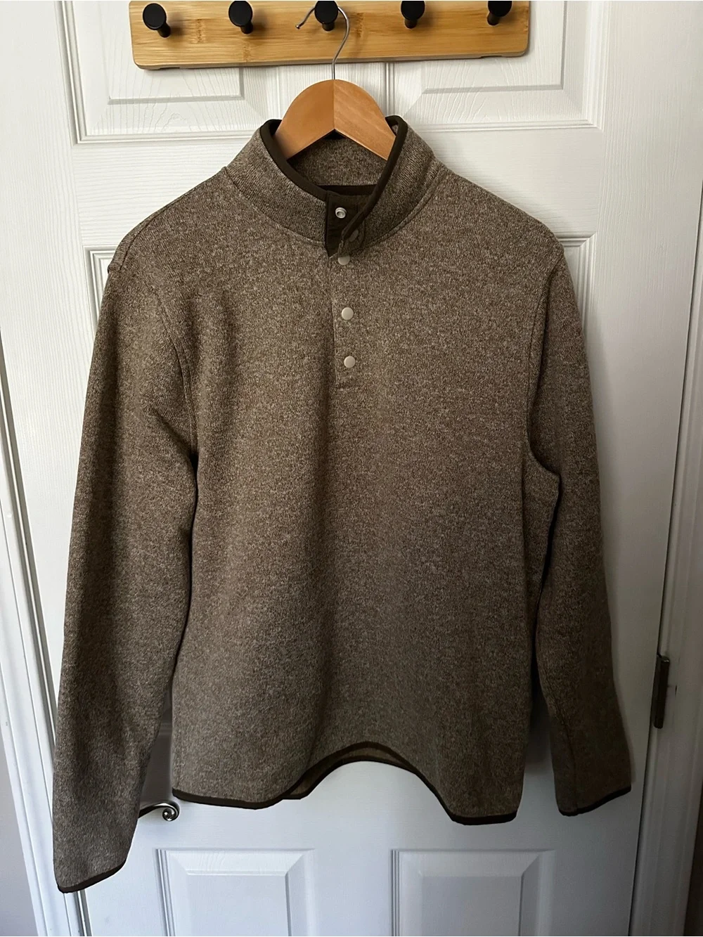 J. Crew Men's Brown Zip-Front Quarter-Snap Sweater
